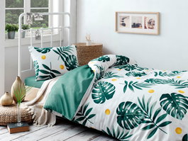 L'essentiel linge de maison Juego de funda de edredón Monstera - Green Individual